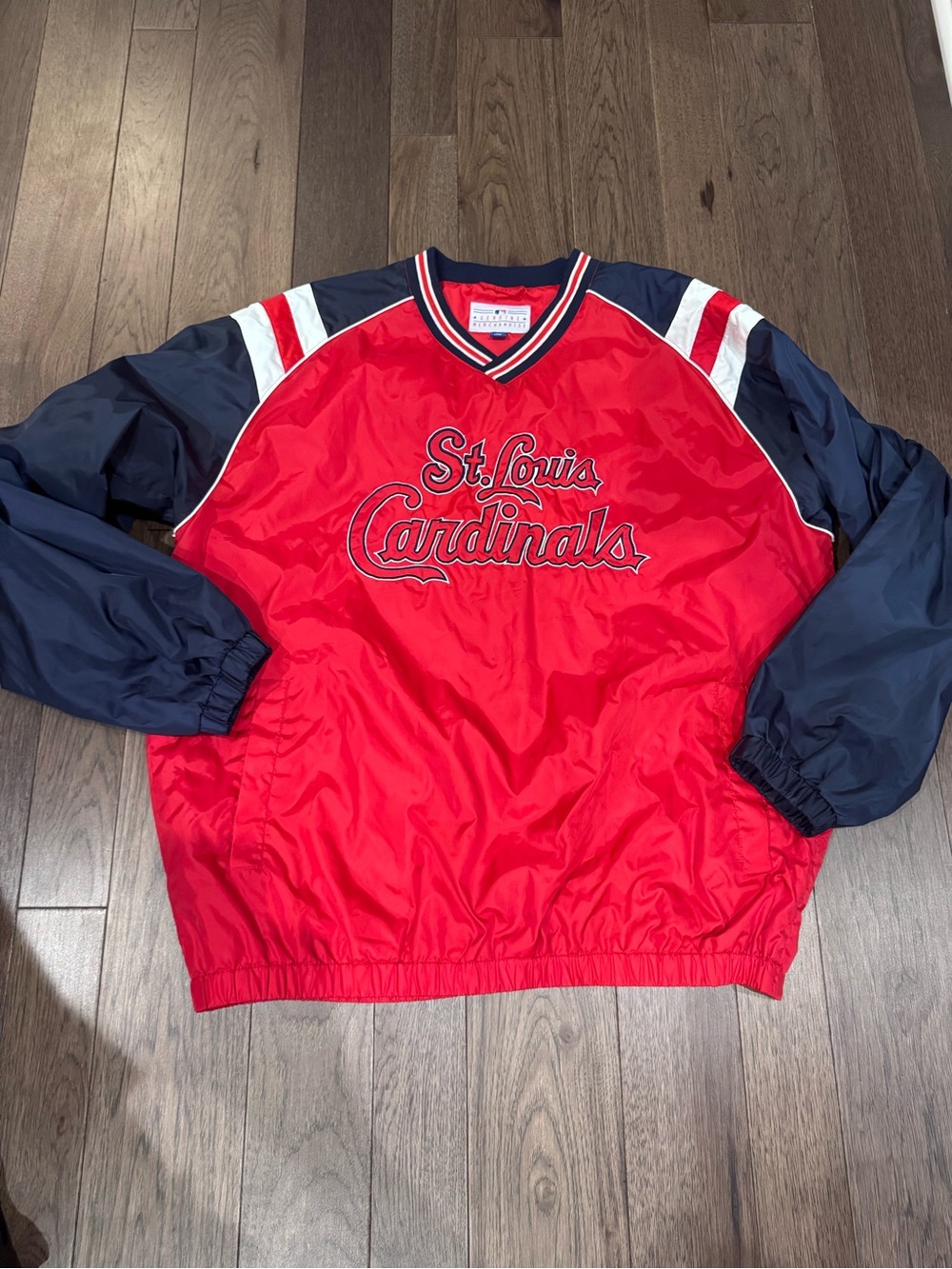 Vintage St Louis Cardinals Pullover Windbreaker Jacket - Red/Navy